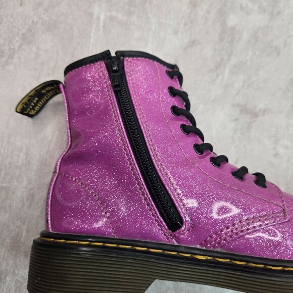 Dr. Martens Platform Combat Boots Little Girl Sz 2 Purple Glitter Lace Up Bootie - Picture 9 of 11